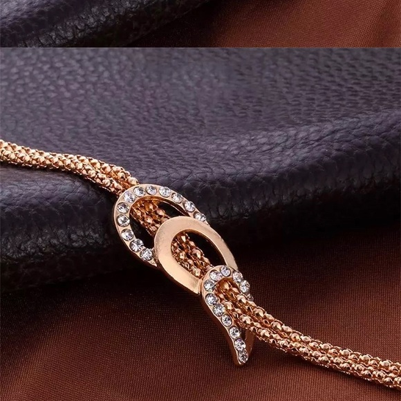 18K Plated Rose Gold Jewelry Set Necklace, Bracelet, Earrings and Ring - Picture 4 of 8